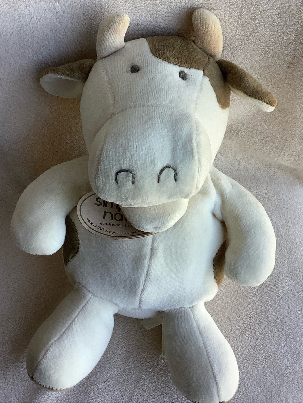Russ Berrie Simply Natural Plush Cow 35771 Hand Puppet Stuffed Animal Toy